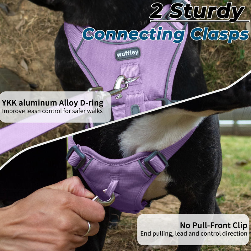 Escape Proof Dog Harness and Leash Set, Lightweight Dog Harness with Lift and Assist Handle, No Pull Reflective Pet Vest for Small Medium Dogs, Ideal for Puppy Walking and Training (Purple, M) Purple (Harness+Leash)