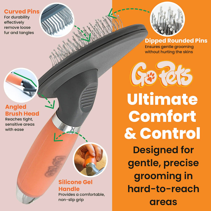 GoPets Small Pin Slicker Brush, Easy-Groom Pin Comb for Tangles & Shedding, Rounded Safety Tips, Dematting Brush for Short & Long Hair Cats, Dogs & Furry Pets, Ideal for Sensitive, Hard-to-Reach Areas - PawsPlanet Australia