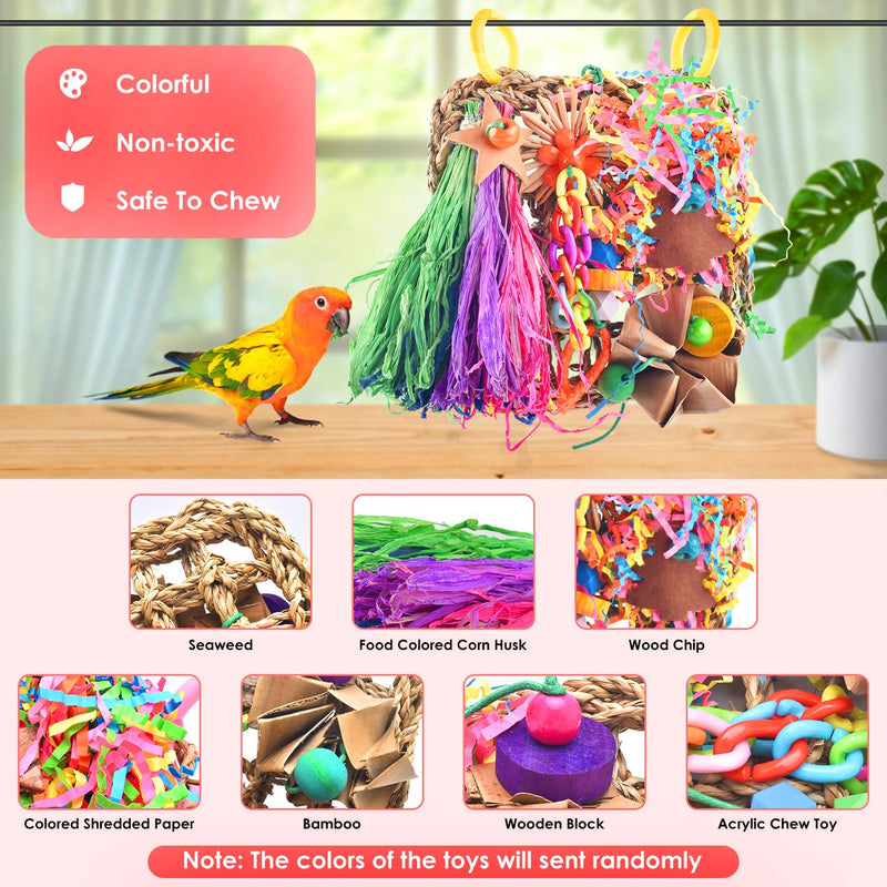 KATUMO Conure Toys, Bird Grass Mat Parakeet Shredder Hanging Toy Cockatiel Foraging Entertainments Parrot Climbing Wall Chewy Lovebird Cage Playthings for Small to Medium Birds natural - PawsPlanet Australia