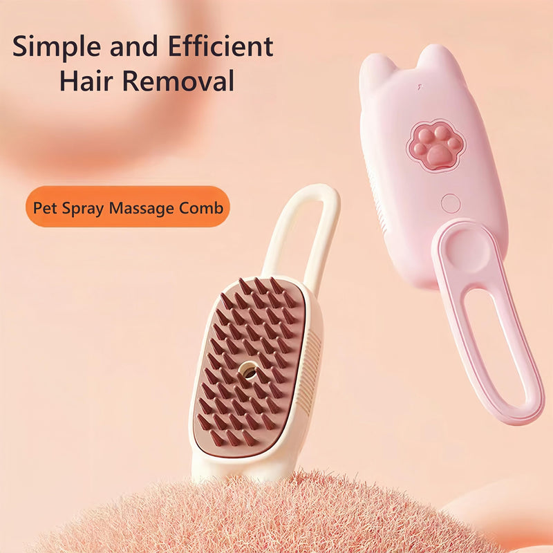 BoBow Pet Steam Brush for Dog & Cat – 3-in-1 Spritz Pet Spray Hair Removal Comb – Steam for Shedding & Grooming – Water Brush for Long & Short Haired Pets – Spritz Defur Comb (Beige) Beige - PawsPlanet Australia