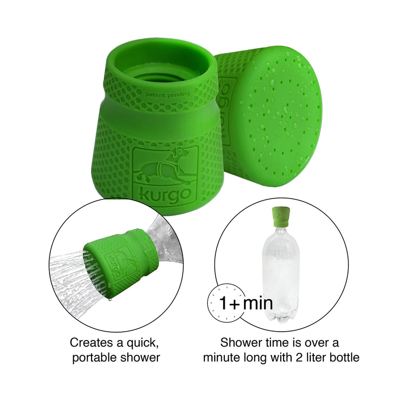 Kurgo Portable Outdoor Shower for Dogs, Dog Grooming Tool, Pet Bathing Gear, Dog Travel Accessories, Hiking, Beach, OR Camping Supplies for Pets, Works with 2 Liter Soda Bottle, Mud Dog Shower - PawsPlanet Australia