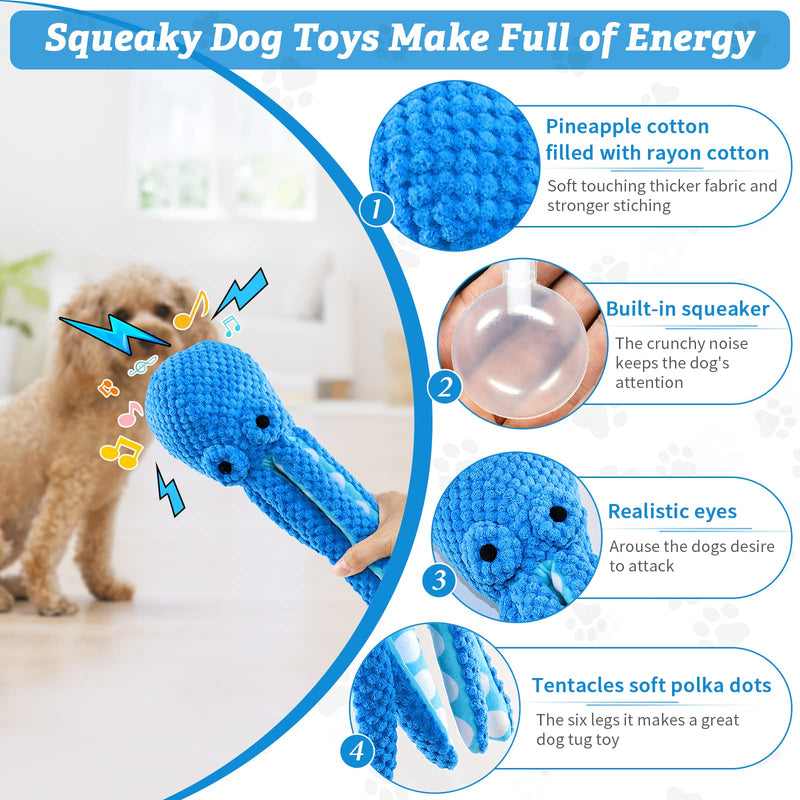 Large Squeaky Dog Toys：Plush Dog Toys with Soft Fabric for Small, Medium and Large Dogs-Octopus Stuffed Dog Toys to Keep Them Busy octopus - PawsPlanet Australia