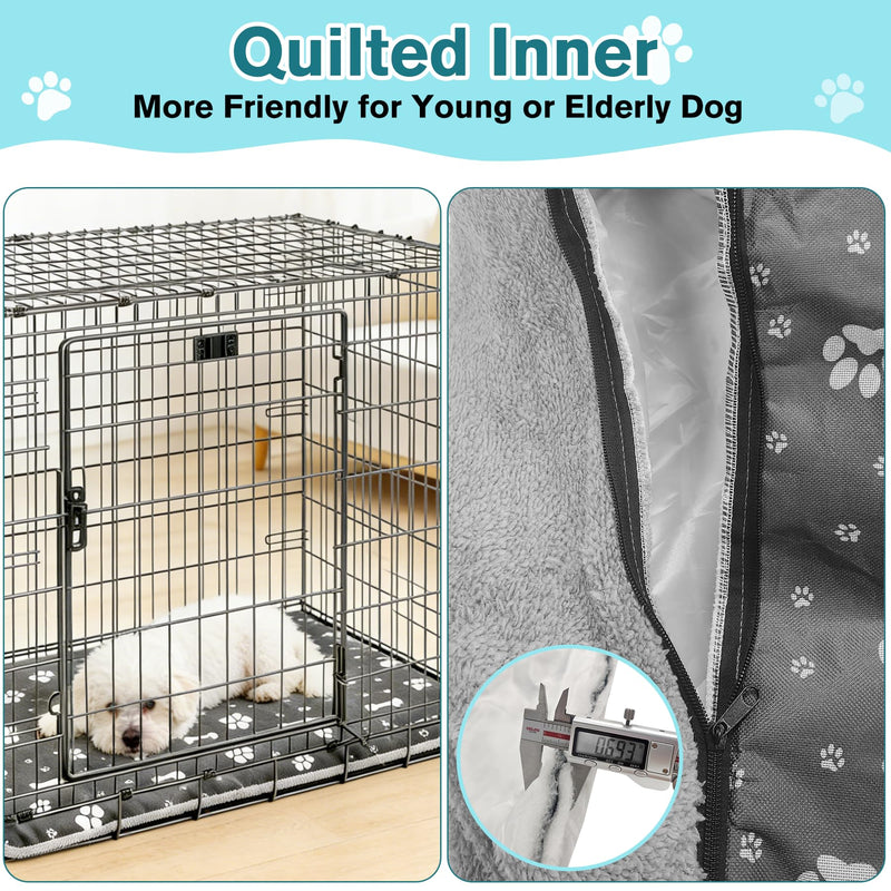 36 * 24inch Dog Crate Pan Covers Washable Dog Crate Tray Cover Waterproof Oxford Cloth/Soft Flannel Side Fit Bed Liner for Pet Cage Pan 36*24inch - PawsPlanet Australia