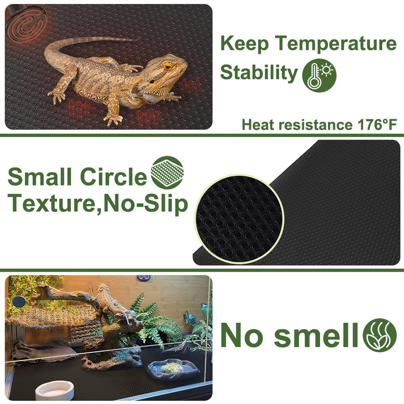 Reptile Carpet, Reptile Mat, Bearded Dragon, Leopard Gecko Substrate,Bearded Dragon Tank Flooring, Snake,Tortoise Bedding, Bearded Dragon Tank Accessories (18"X 79", 1 PCS Thicker Mat) Black 18"×79" - PawsPlanet Australia