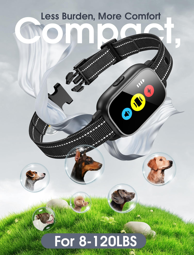 Dog Training Collar with Remote, Smart Dog Shock Collar with 3 Training Modes and Training Icons, Waterproof Electric Dog Shockers for Large and Medium Dogs (8-120 LBS) Black - PawsPlanet Australia
