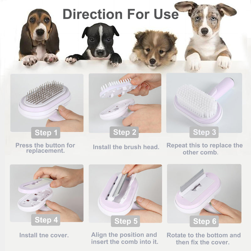 5 IN 1 Pet Grooming Brush Kit,Dog&Cat Self Cleaning Slicker Brush for Shedding.Dematting&Deshedding Dog Brush,Dog Hair Brush,Suitable for Small&Large,Long&Short Haired Pets.(Pink) Pink - PawsPlanet Australia