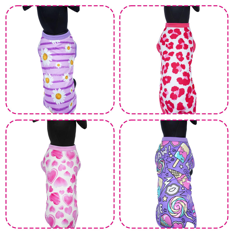 8PCS/Pack Dog Shirts Pink for XL Dog Girl Female Sleeveless Clothes T Shirts Tank Top Tee Vest X-Large Girl's Color