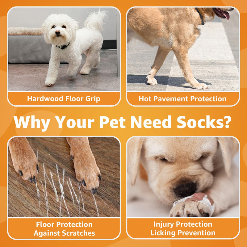 Double Sides Non-Slip Dog Socks to Prevent Licking Paws - Strong Traction for Paw Protector, Senior Dogs, Hardwood Floors, Dog Booties with Grippers - X-Large Caramel X-Large(Pack of 4) - PawsPlanet Australia