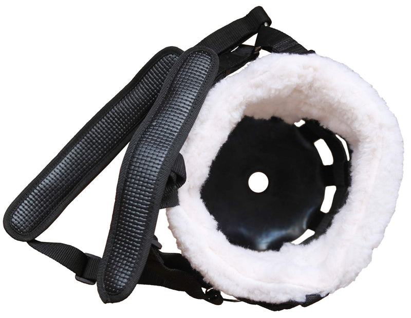 T TEKE Nano-Duro II Deluxe Horse Grazing Muzzle with Fleece Fur Lining, Full Adjustable Neoprene Cushion Halter Black