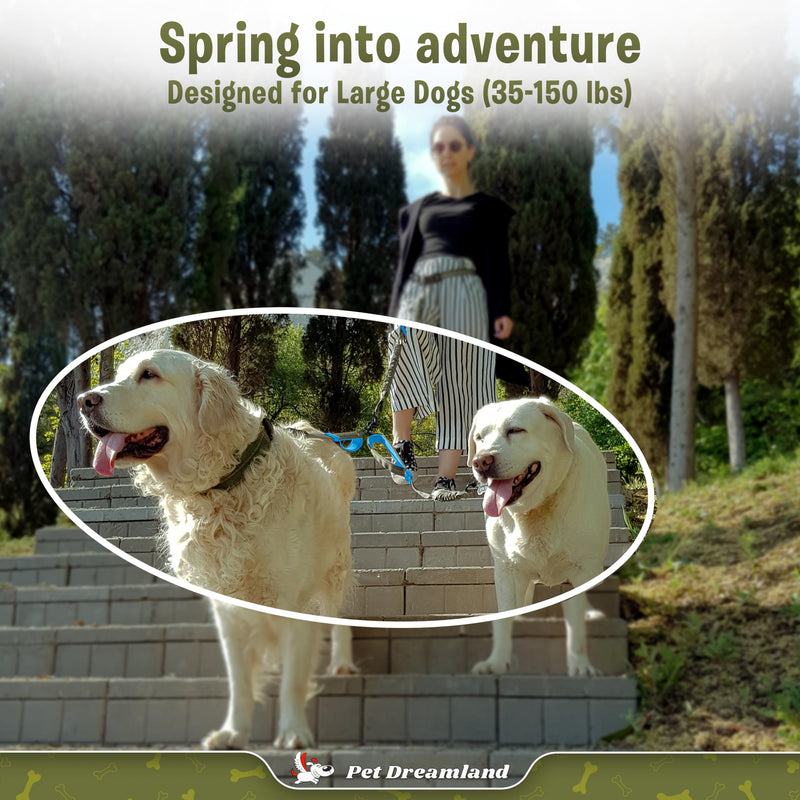 Pet Dreamland Exquisite Leash Coupler for Two Large Dogs with Tangle-Free Swivel. Dual Dog Attachment, Smooth Walks Guaranteed. You Will Absolutely Love This Amazing Gear for 2 Dogs (Grey & Blue) Grey & Blue Dog Coupler (Large Dogs 35-150 lbs each)