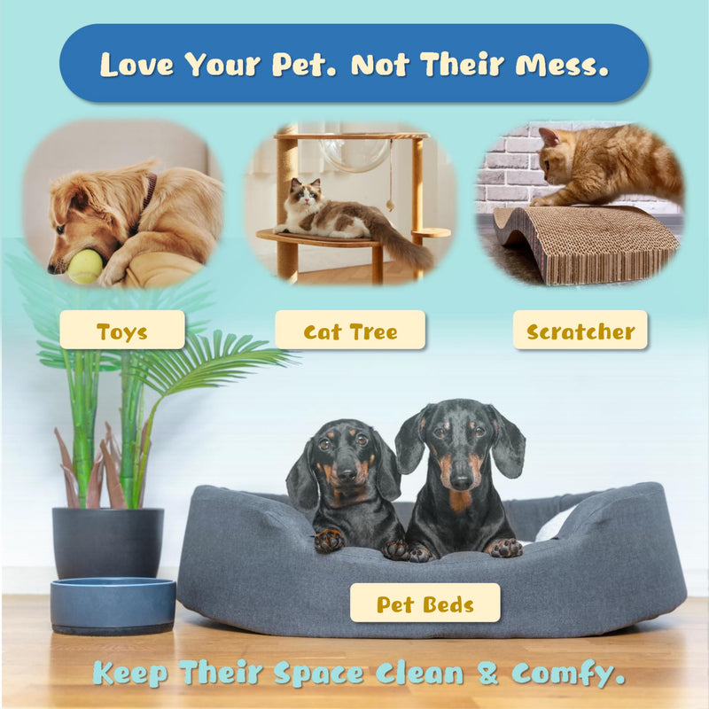 Premium Electrostatic Pet Hair Remover Gloves (2PCS - Large & Small) - Reusable Washable Cat & Dog Fur Removal Tool for Furniture, Clothes, Carpet, Car Seats Deep Cleaning - PawsPlanet Australia