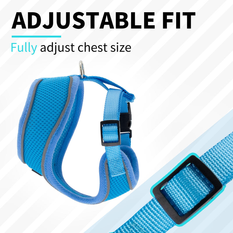 AIITLE Small Dog Harness, Triple-Layer Breathable Mesh, Adjustable Fit & Reflective Design, Choke-Free Over-The-Head Vest for Indoor/Outdoor Use, Perfect for Maltese, Chihuahua (S, Blue) S - PawsPlanet Australia