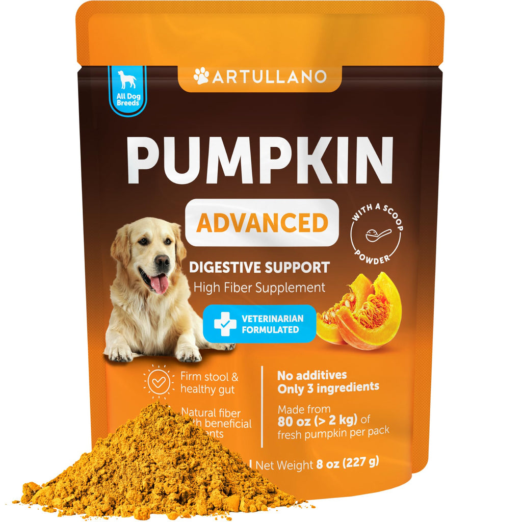 Pumpkin for Dogs - Pumpkin Powder for Dogs Digestive Support - Natural Fiber for Dogs - Healthy Stool - Mix with Water to Create Delicious Pumpkin Puree - Canned Pumpkin Alternative - 8 OZ