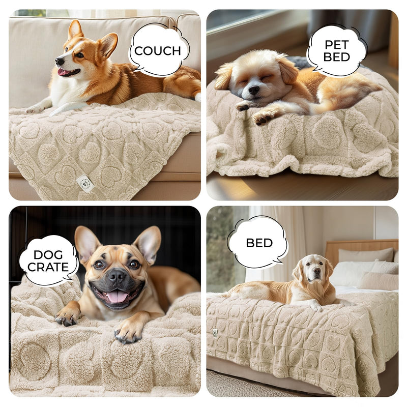 Luciphia 1 Pack 2 Small Dog Blanket Washable Pet Bed Cover Soft Fluffy Puppy Blanket with Premium Fleece 300GSM Cozy Calming Cat Blankets for Indoor Cats Beige 41x31 inch 2pcs Beige - PawsPlanet Australia