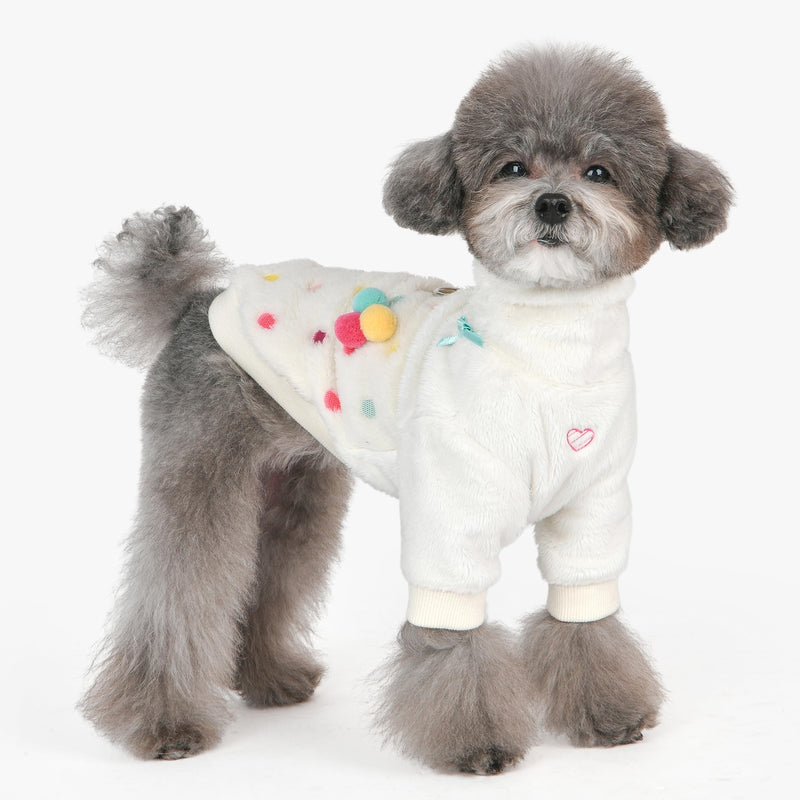 Pinkaholic New York Maycie Winter Shirt Warm Cozy Fashionable for Small Dogs, Ivory, Medium IVORY_MAYCIE - PawsPlanet Australia