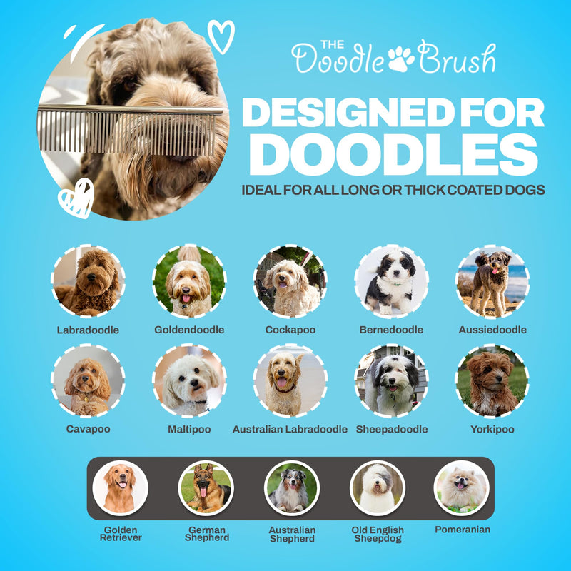 Dog Combs for Grooming Matting, Metal Comb For Dogs, Large Goldendoodle Stainless Steel Doodle Dog Grooming Combs, Tackles Mat & Tangles for Poodles, Labradoodle, Cockapoo Pet Comb - PawsPlanet Australia