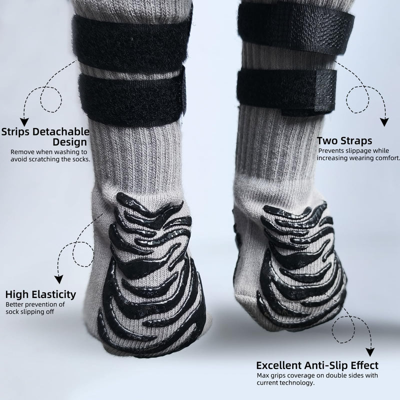 Anti-Slip Dog Socks with 2 Adjustable Straps, Suitable for Hardwood Floors and Warm/Cold Pavements, Anti-Licking and Anti-Slip, Ideal for Dog Paw Protection,for All Dog Breeds (L) L - PawsPlanet Australia