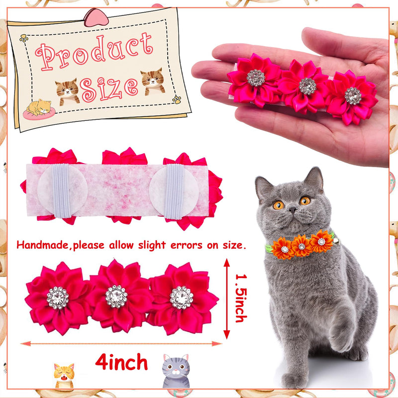 Dog Collar Flowers 10 Pcs Pure Bows with Rhinestones Slip on Collar Small Large Dogs Collars Flower Attachment Grooming Accessories - PawsPlanet Australia