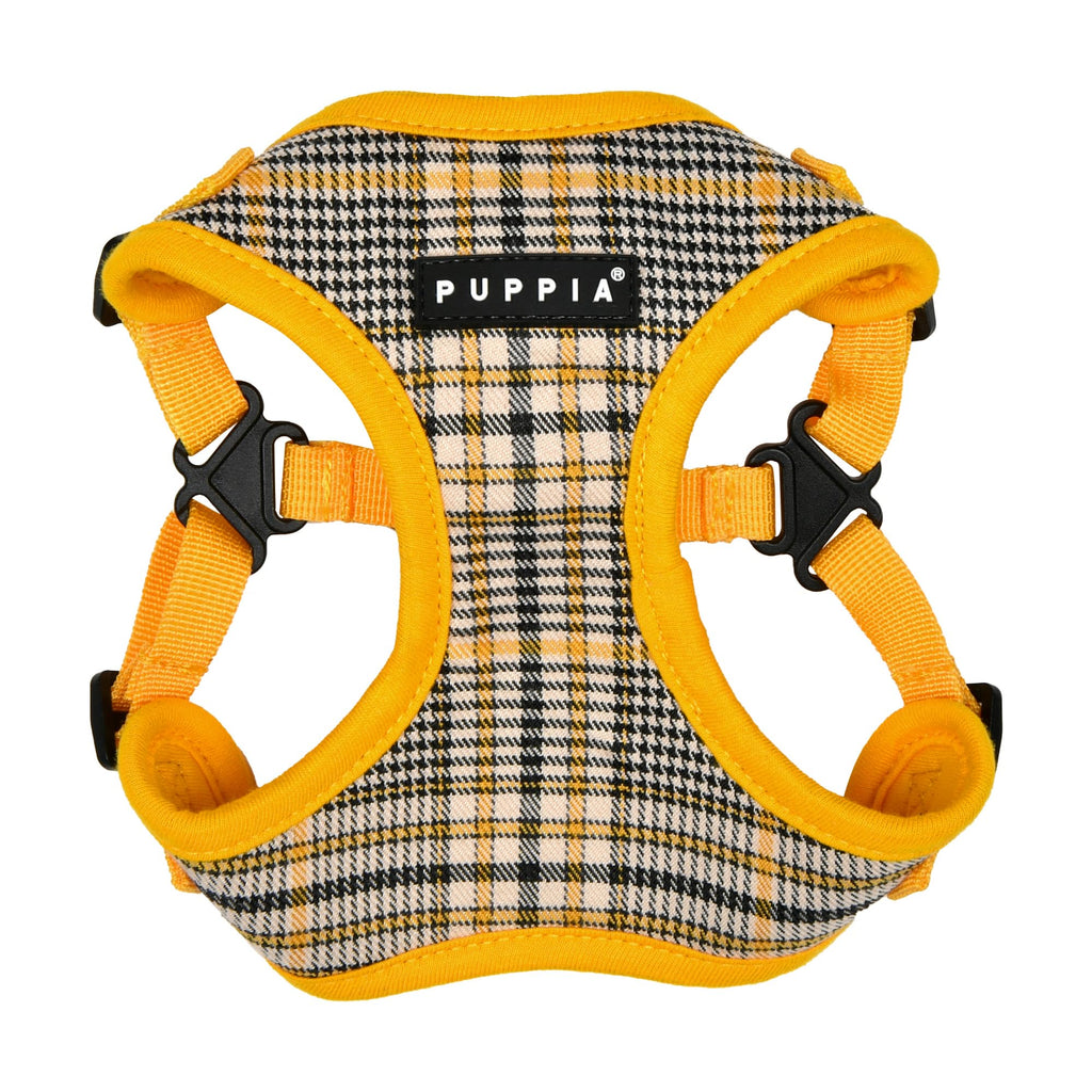 Puppia Lucas Dog Comfort Harness C (Step-in) Fashionable Checkered Pattern Spring Summer Harness for Small and Medium Dogs, Yellow, Large YELLOW_LUCAS