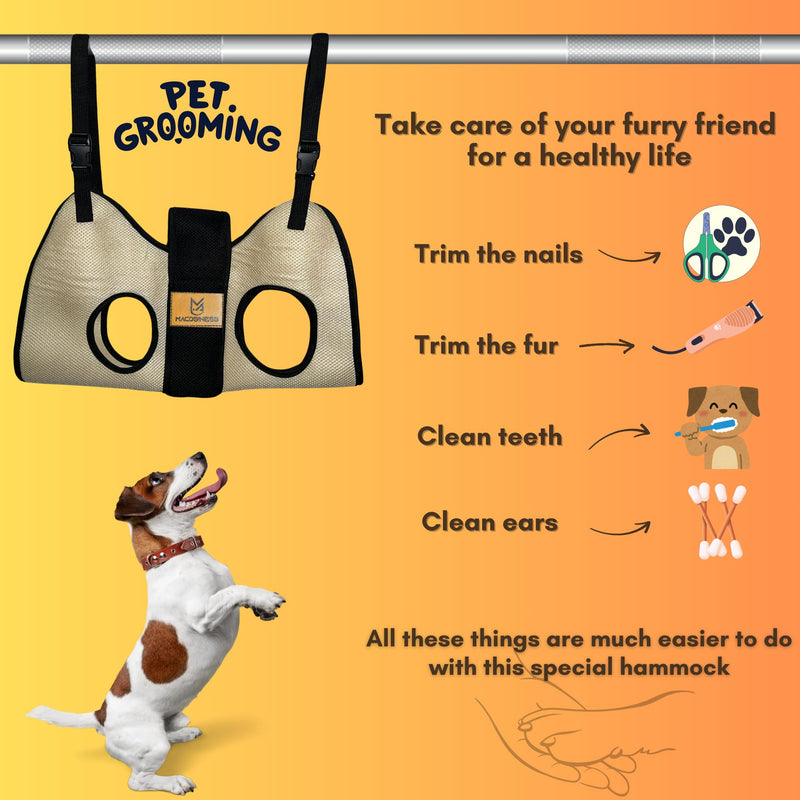 2025 2-in-1 - Dog Grooming Hammock - Dog Sling - Dog Grooming Harness - Dog Slings for Small Dogs - Dog Hammock for Nail Trim - Dog Carrier Sling - Cat Grooming Hammock - Dog Sling Carrier - Pet Sling HAMMOCK AND SLING Cream with Black S - PawsPlanet Australia