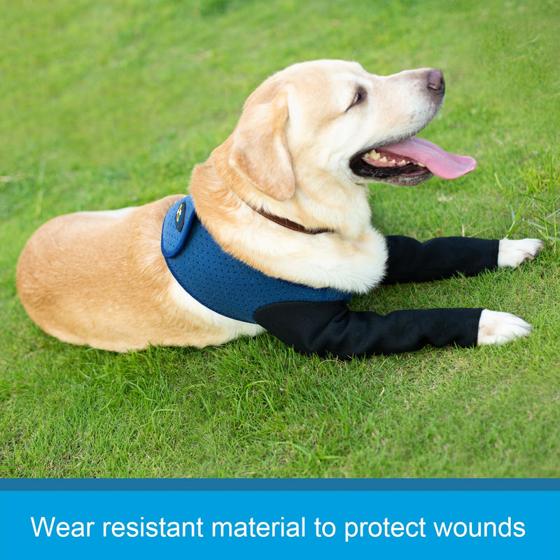 Coodeo Dog Recovery Sleeves, Cone Collar Alternative, Abrasion Resistant Dog Recovery Suit, Washable 2.5mm Thick and Waterproof, Pet Wounds Prevent Licking, Bite, Keep Dry (2XL, Blue) 2XL