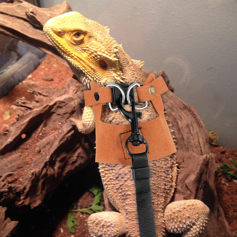3 Pack Adjustable Harness and Leash Set Soft Leather Lizards Harness Small Animal Traction Rope Strap Bearded Dragon Lizard Training Walking Vest for Reptiles Squirrel Lizard Chinchilla - PawsPlanet Australia
