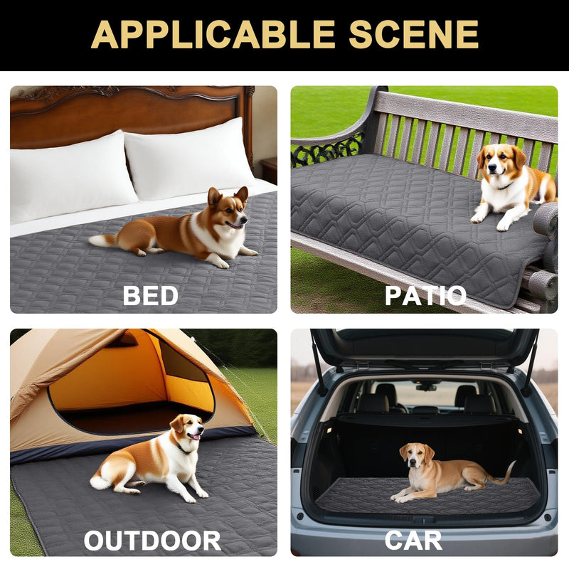 PrinceDeco Waterproof Blanket Dog Bed Cover with Non-Slip Back Pet Blanket for Furniture Bed Couch Sofa(52x82 Inch,Grey) 52x82 Inch Grey - PawsPlanet Australia