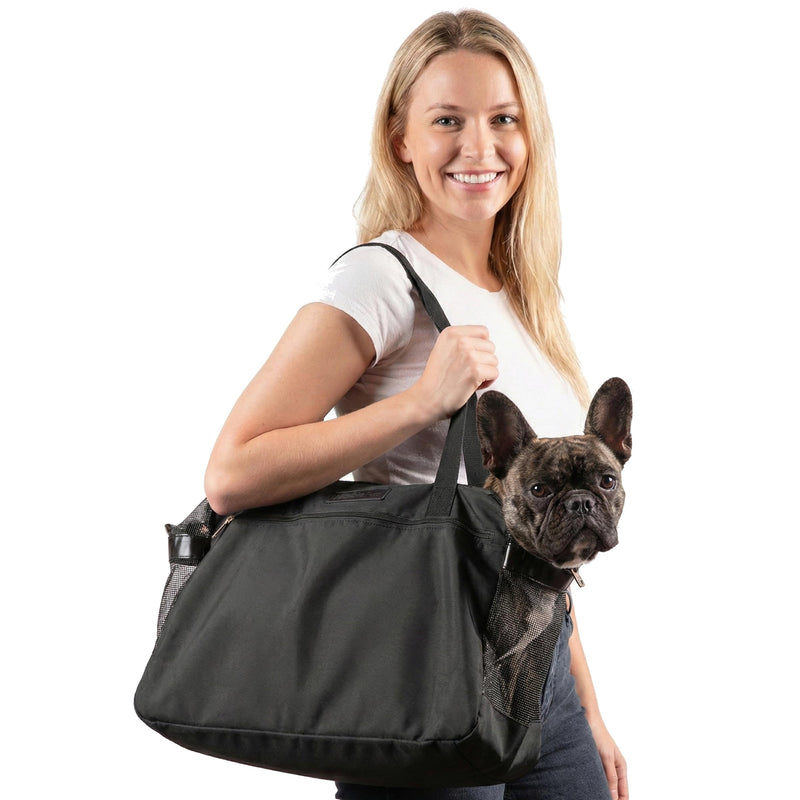 Airline Pet Tote – Dog & Cat Travel Bag, Soft-Sided Dog Carrier with Mesh Panels, Pockets & Removable Cushion, for Pets, Black - PawsPlanet Australia