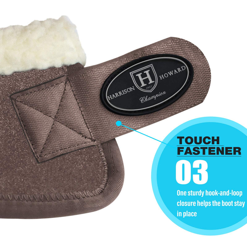 Harrison Howard Essential Bell Boots Shock Absorption with Fleece Trim Non-Rotating Reinforcement Full (Large) coffee