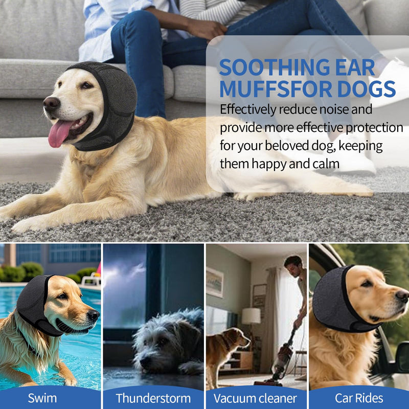 Dog Ear Protectors, Adjustable Dog Ears Cover Dog Ear Muffs Noise Protection Comfortable Quiet Dogs Calming Pet Snood Ear Covers for Thunder Fireworks Vet Visits(M)