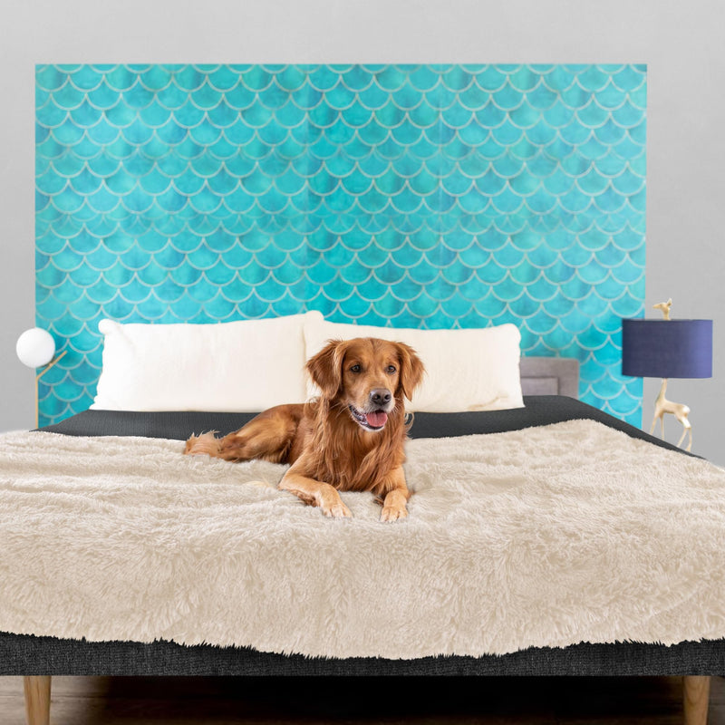 PawProof Fuzzy Pet Throw Blanket - Waterproof Blanket for Dogs & Cats - Faux Fur & Ultra-Soft Microsuede - Beige S Size (28"x38") Small - 28"L x 38"W - PawsPlanet Australia