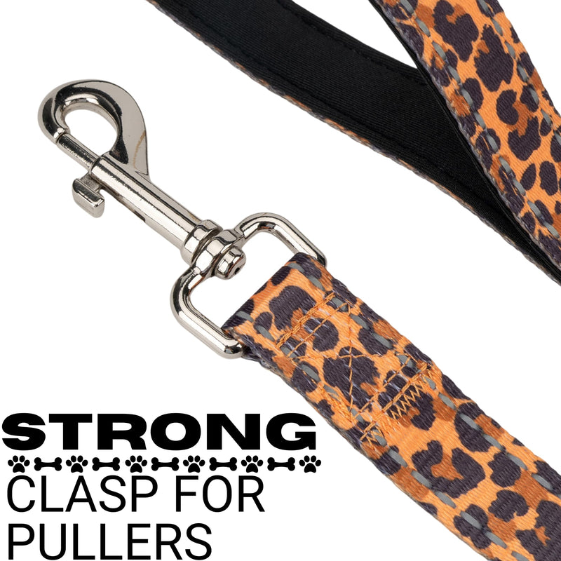 EcoBark Dog Leash - Soft & Reflective Comfort Leash with Padded Handle - Safe, Strong. & Durable for Small, Medium or Large Dogs (Cheetah) 6 ft x 1 in - Standard Width Cheetah - PawsPlanet Australia