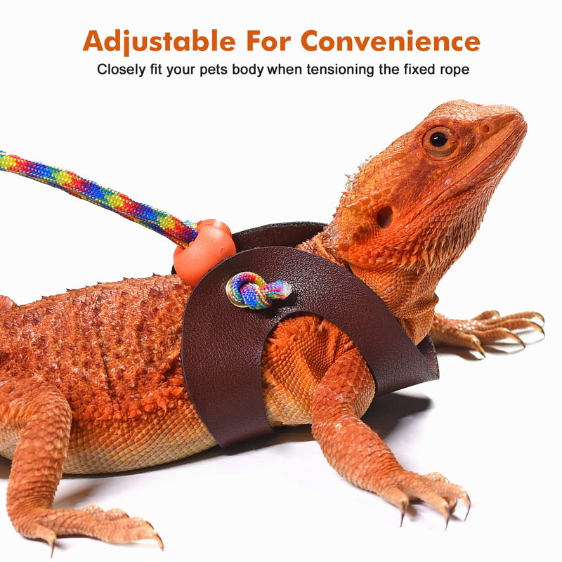 LIKZINWA Bearded Dragon Lizard Leash Harness,4 Size Pack Adjustable Small Animal Harness for Reptile and Small pet (Brown) Brown - PawsPlanet Australia