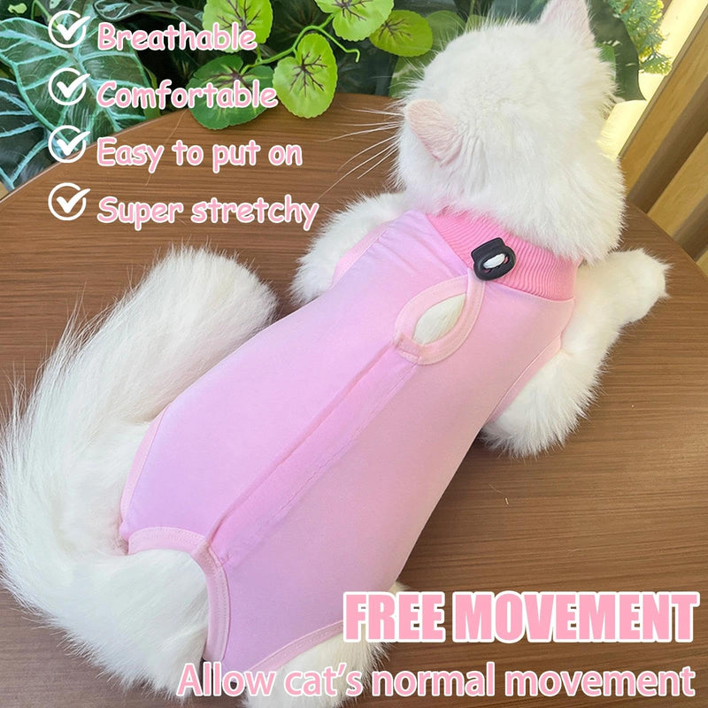 2PCS Cat Recovery Suit for After Surgery, Breathable Anti-Lick Cat Onesie Bodysuit, Soft Spay Surgical Recovery Clothes for Cats Kittens, E-Collar & Cone Alternative (Pink Blue, M)