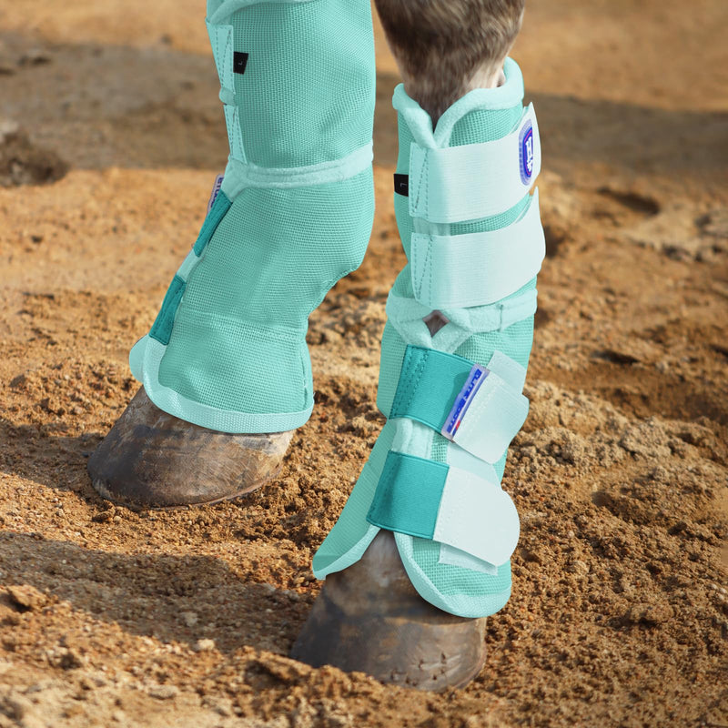 Harrison Howard Horse Fly Boots Perfect Contoured Fit Leg Guards Dense Mesh Boots with Ventilated Comfort Reliable Protection from Summer Elements Set of 2 Mint Large Horse Large (Pack of 2)