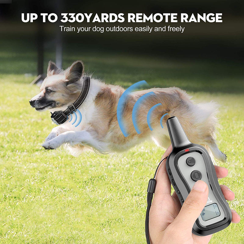 PATPET Dog Training Collar Shock Collar with Remote - 3 Training Modes, Beep, Vibration and Shock, Up to 1000 ft Remote Range, Rainproof for Small Medium Large Dogs Light grey - PawsPlanet Australia