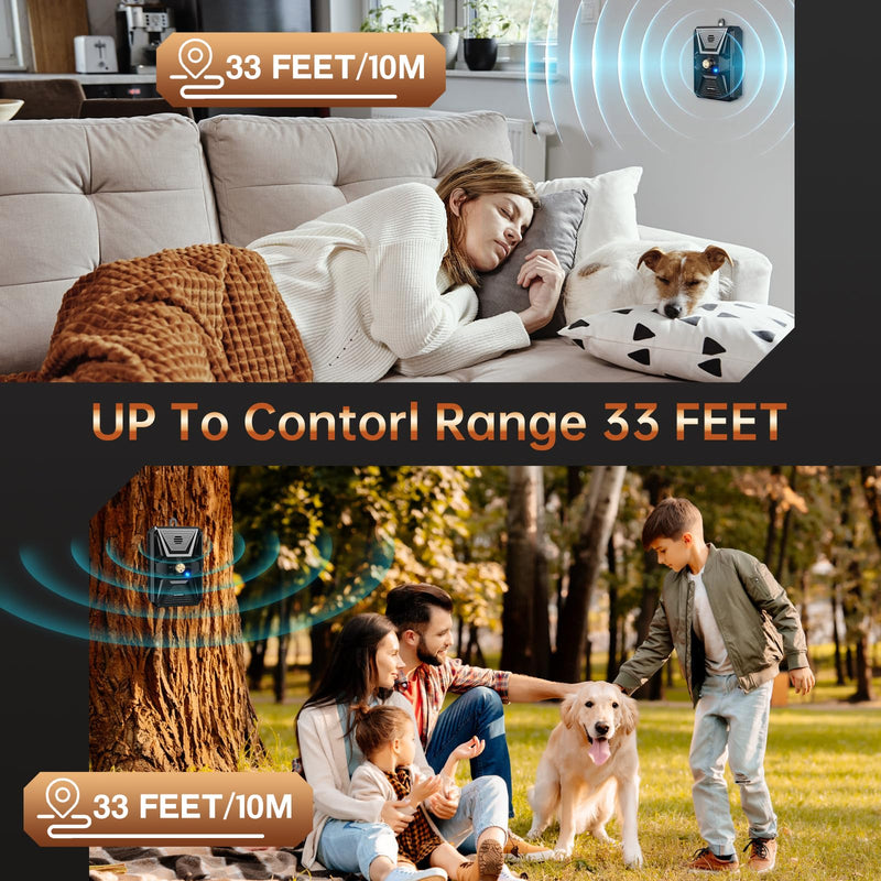 Anti Barking Device, 3 Levels Dog Barking Control Devices, 33FT Range Auto Ultrasonic Dog Bark Deterrent Stop Dog Barking Trainer, Recharge Dog Silencer Bark Box for Puppy Small Medium Large Dogs