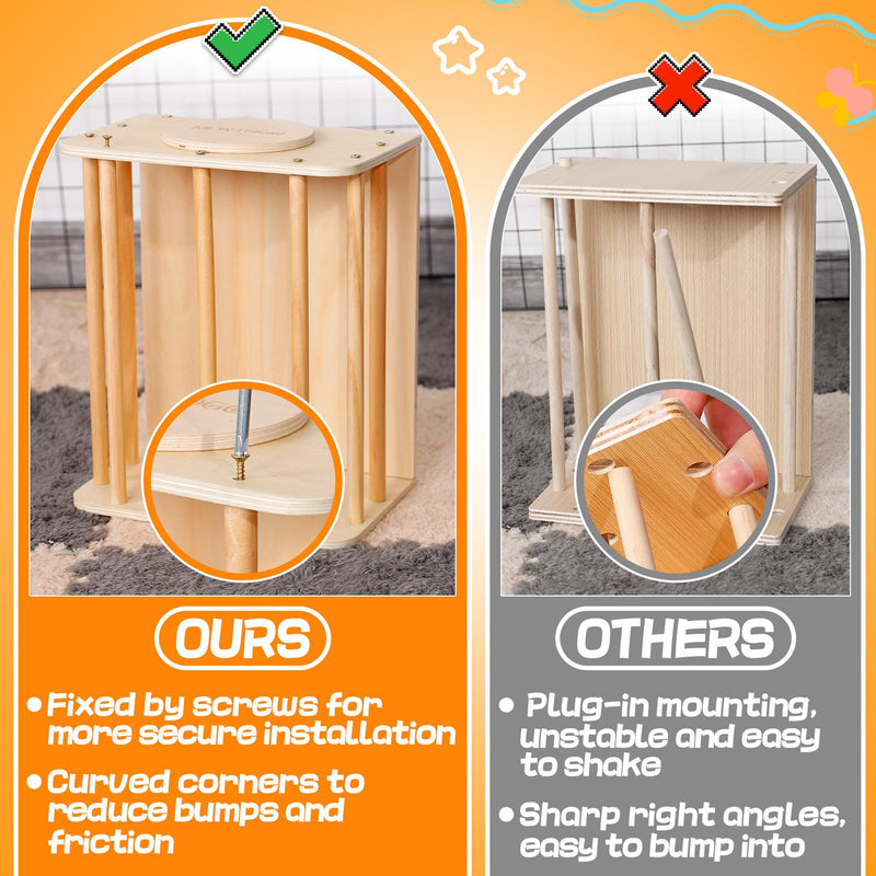 Upgraded Guinea Pig Hay Feeder, No Waste Wooden Rabbit Hay Feeder Rack, Standing & Hanging Hay Holder with Instructions, Easy to Install for Chinchilla Bunny and Small Animals