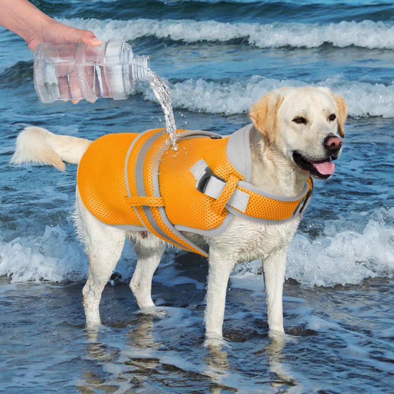 Dog Cooling Vest for Medium Dogs,Lightweight Cooling Dog Jacket,Breathable Mesh Dogs Shirt Harness Vest with Adjustable Straps Reflective Stripe for Hot Weather with D-Ring for Beach,Hiking,M Orange - PawsPlanet Australia