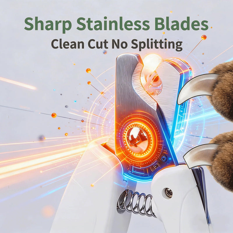 Rechargeable Cat Claw Clipper with LED Light for Dogs & Cats, Professional Trimmer Grooming Tool with Nail Trapper & Free Nail File, Pet Nail Clippers for Cat, Kitten, Puppy, Small Dog, Birds, Rabbit