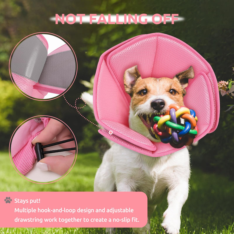 Dog Cone Collar - Soft Elizabethan Collar for Dogs After Surgery, Comfy Cone for Dogs to Stop Licking, Adjustable Dog Cone Alternative for Wound Healing (Pink M) Pink