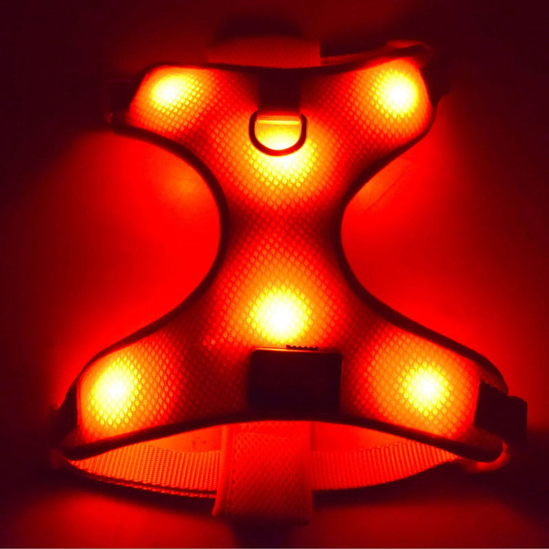 HOTDOG USB Rechargeable LED Dog Harness. Soft Mesh Harness No Pull Lighted Safety Harness. Increased Visibility & Safety Over LED Dog Collar. (Red, Large) - PawsPlanet Australia