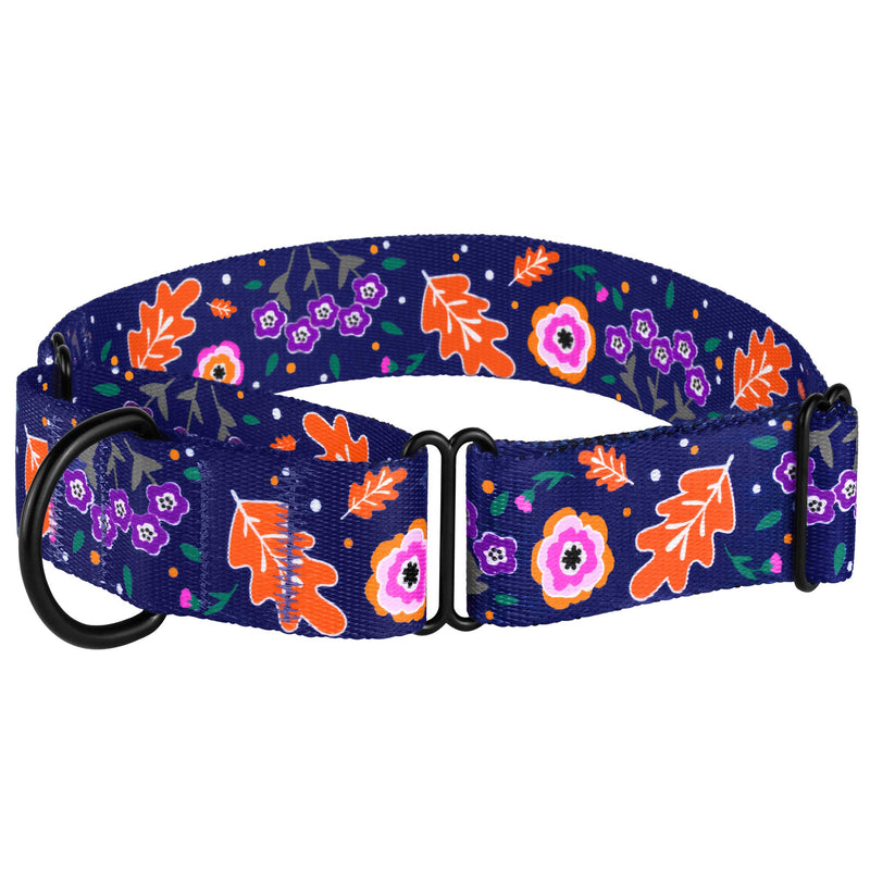 CollarDirect Martingale Collars for Dogs Heavy Duty Floral Pattern Female Safety Nylon Training Wide Collar Flower Design Large Medium (XL, Neck Size 19"-24", Toffee) - PawsPlanet Australia