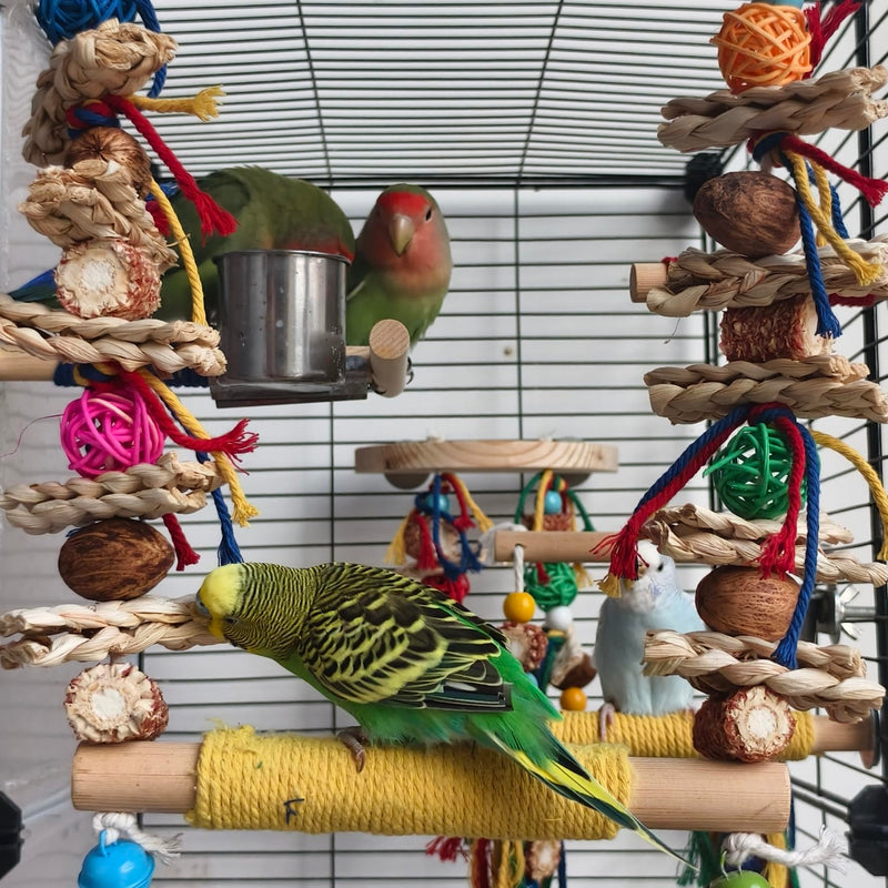 Bird Swings Toys for Parakeets Parrot,Natural Bird Perch Cage Hanging Chew Toys for Conures Budgerigars Finches Parrots Lovebirds and Small Medium Birds - PawsPlanet Australia