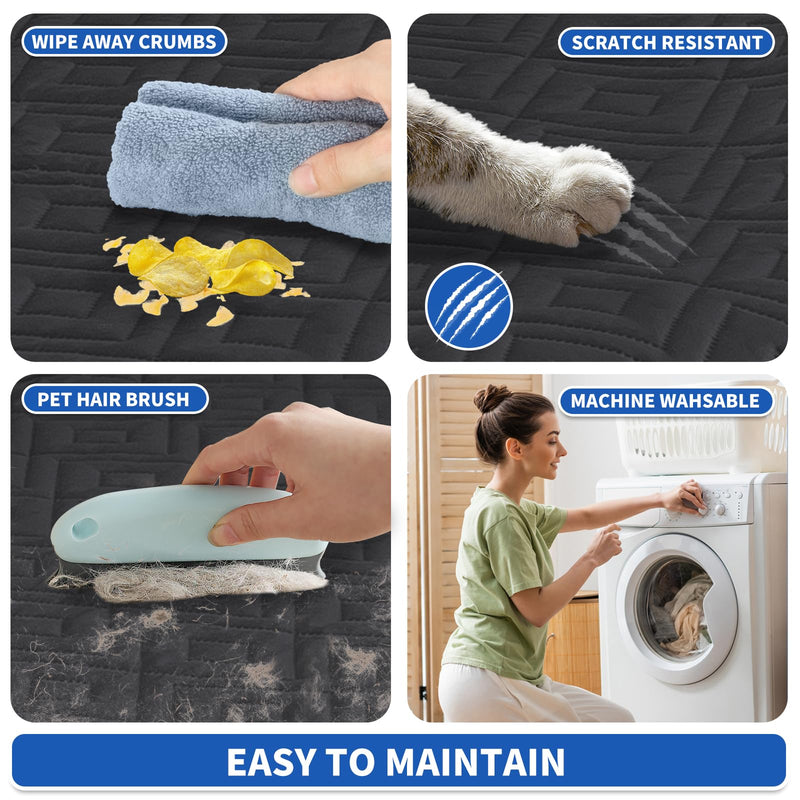 2026 Waterproof Bed Sofa Blanket (52"x82") Comfy Couch Sofa Mat for Dog Pets with Anti-Slip Back, Universal Incontinence Lightweight Liner Pad for Furniture Car Picnic etc Durable Washable, Black 52x82 Inch - PawsPlanet Australia
