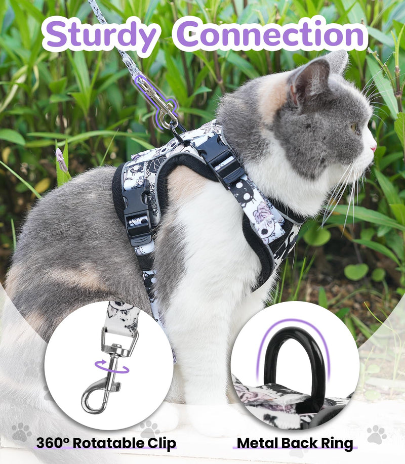 Halypet Cat Harness and Leash Set for Walking, Escape Proof Adjustable Vest Harness with 3-in-1 Integrated Buckles, Easy Control Soft Breathable Mesh with Reflective Strips for Cats, S, Moonlight Meow H604 Pro Moonlight Meow Small (7-12lb) - PawsPlanet Australia