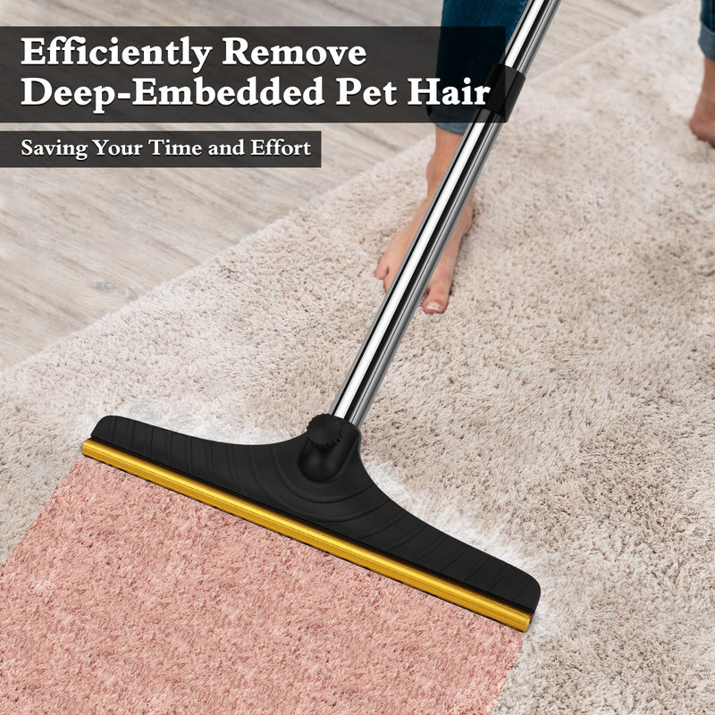 B-Land Carpet Rake for Pet Hair Removal, Reusable Pet Hair Removal Tool Cat Dog Hair Remover with 60” Long Adjustable Handle, Carpet Brush Carpet Scraper Pet Hair Remover Broom Black - PawsPlanet Australia