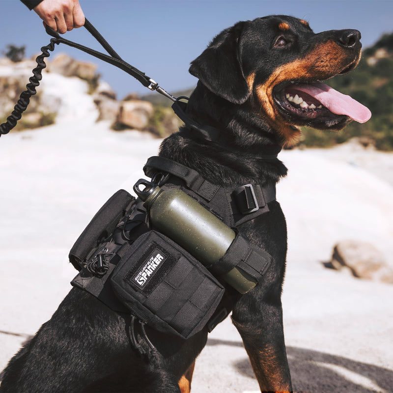 EXCELLENT ELITE SPANKER Tactical Military Dog Harness Adjustable No-Pull Military Patrol Service Dog Harness Training Hunting Vest with Handle(Gry-M) M (Chest:28''-35'') Grey - PawsPlanet Australia
