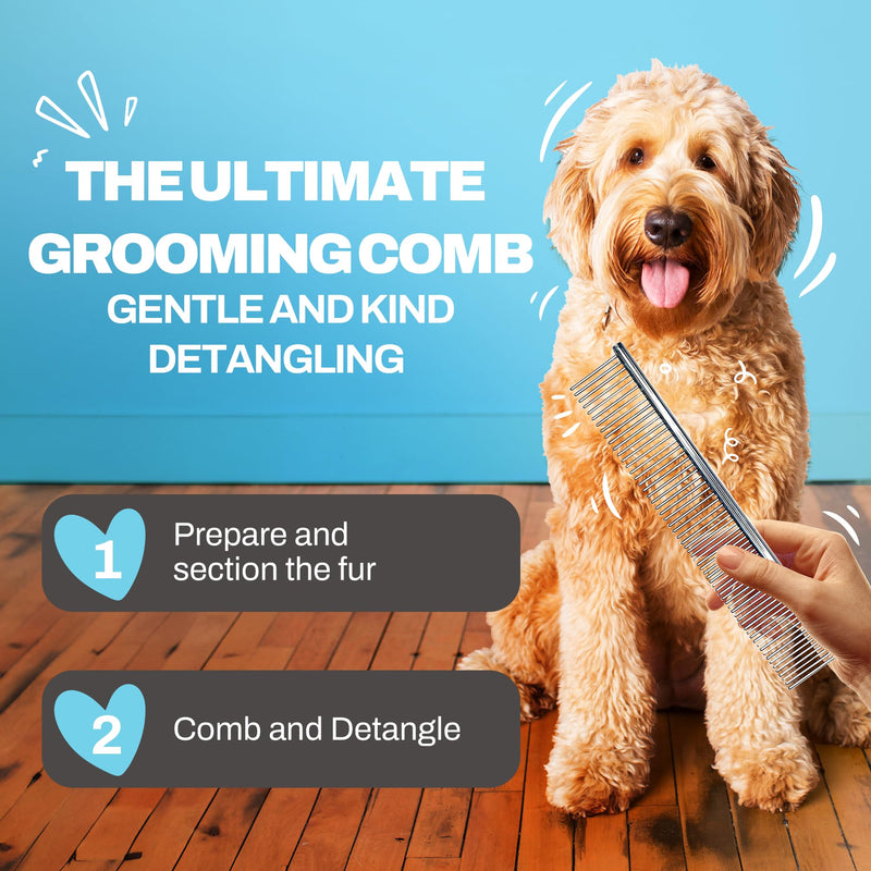 Dog Combs for Grooming Matting, Metal Comb For Dogs, Large Goldendoodle Stainless Steel Doodle Dog Grooming Combs, Tackles Mat & Tangles for Poodles, Labradoodle, Cockapoo Pet Comb - PawsPlanet Australia