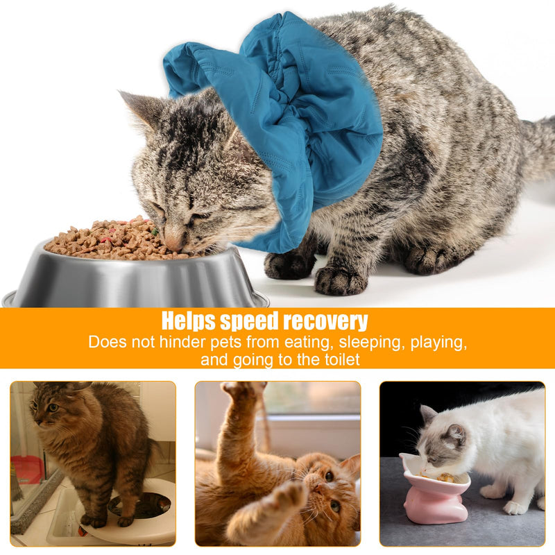 Cat Recovery Collar, Adjustable Soft Cat Neck Protector Breathable Cat Cone Collar Lightweight Waterproof Kitten Cone Alternative for Puppies, Stop Licking (M, Blue) - PawsPlanet Australia